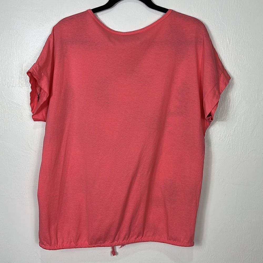 Kaktus Pink Feather Print Multi Media Linen Cotton Top Size S - Picture 4 of 9